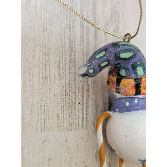 Snowman glitter present AS IS candy cane bow star ornament Xmas - Picture 10 of 11